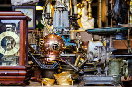 BARCELONA, SPAIN - MAY 09, 2018. Antiquary dealer shop in Barcelona.のeditorial素材