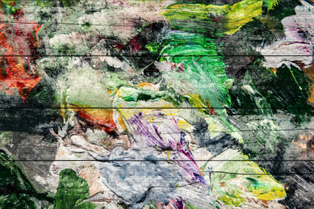 Abstract oil painting background. Oil on wooden texture. Hand drawn oil painting on wood surface. Banner designの写真素材