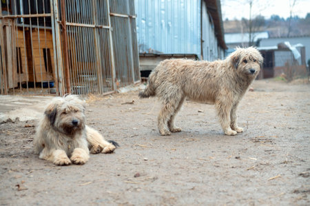Dog in animal shelter. Homeless sad dog. Dog waiting for adoption