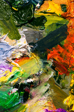 Abstract painting background. Painterly texture abstract background. Bold bright brushstrokes with a...