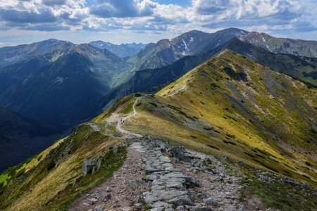 mountain path, hiking trail in Tatra National Parkの写真素材