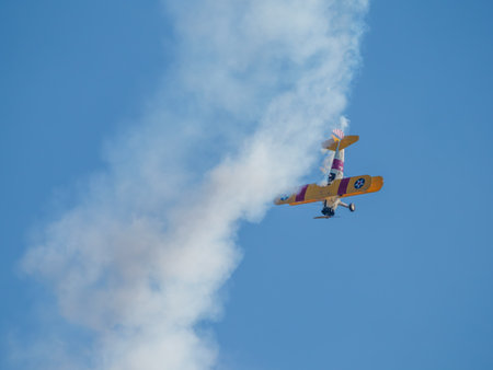 Swidnik, Lubelskie, Poland - 06/04/2023: Air show "III Swidnik Air Festival 2023". The picture shows the Boeing Stearman Model 75.のeditorial素材
