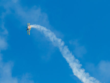Swidnik, Lubelskie, Poland - 06/04/2023: Air show "III Swidnik Air Festival 2023". The picture shows the Boeing Stearman Model 75.のeditorial素材