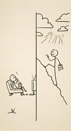 Businessman with briefcase sitting on the edge of a cliff.の素材