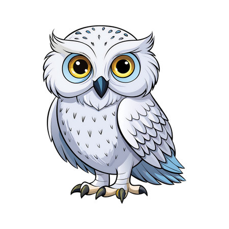 Cute owl isolated on white background. Cartoon style vector illustration.の素材