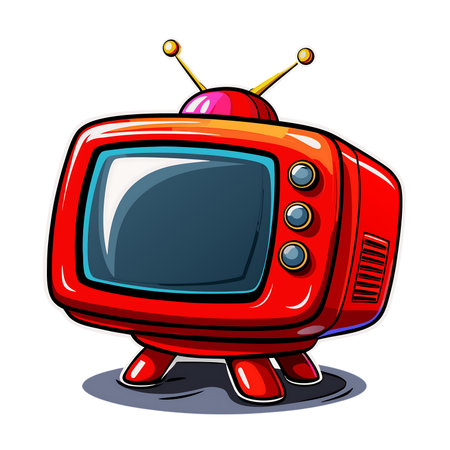 Retro TV isolated on white background. Cartoon style. Vector illustration.の素材
