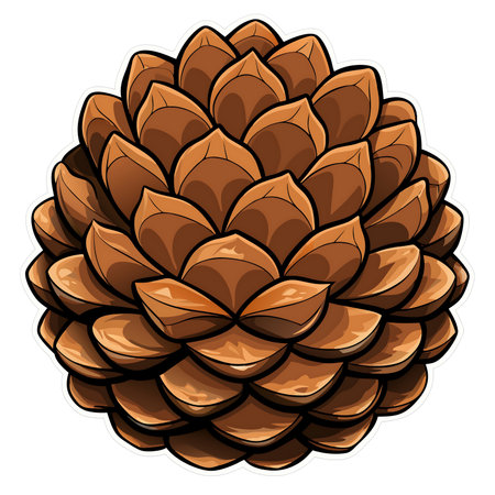 Illustration of a pine cone on a white background, vector illustrationの素材