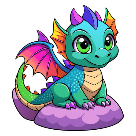 Cute cartoon dragon isolated on a white background. Vector illustration.の素材