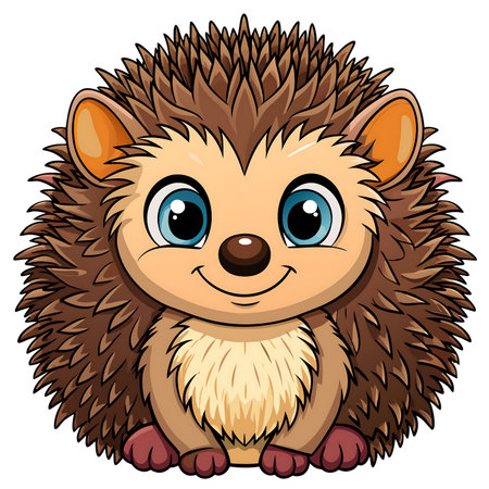 Cute hedgehog cartoon on white background. Vector illustration for your designの素材