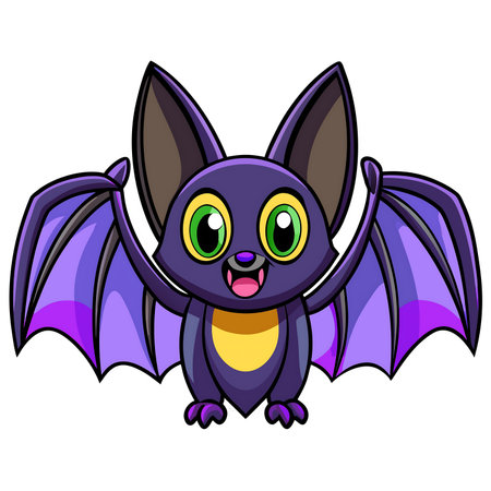 Cute cartoon bat isolated on a white background. Vector illustration.の素材