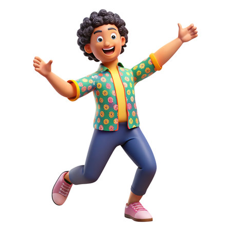 Joyful young man celebrating with arms wide open, embodying pure happiness and vibrant energy, perfect for lifestyle and positive themes.の素材