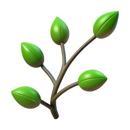 Vibrant green leaves unfurling on a delicate branch, symbolizing new growth and natural springtime renewalの素材