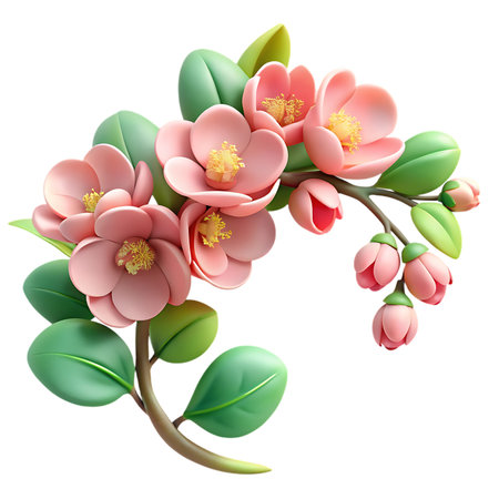 Delicate pink cherry blossoms burst forth on a graceful branch, signaling the vibrant arrival of spring and new beginnings.の素材