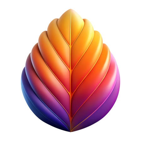Vibrant gradient leaf design symbolizing growth, nature, and modern digital art with smooth flowing curves and a soft glowの素材
