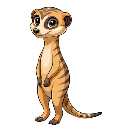 Adorable cartoon meerkat standing tall and proud, perfect for children's books, educational materials, and playful designs, bringing joy and wonder to any projectの素材