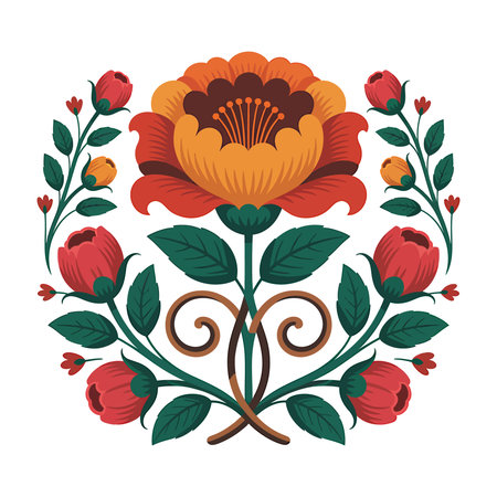 beautiful flower with leafs decorative icon vector illustration designicon vector illustration designのイラスト素材