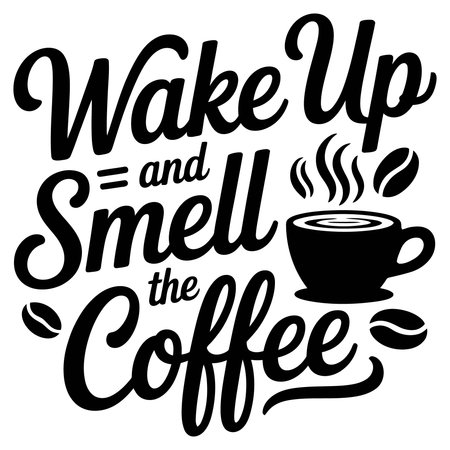 Wake up and drink coffee. Hand drawn lettering. Vector illustrationのイラスト素材