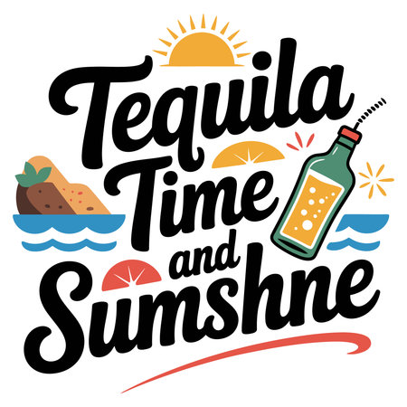 Tequila tequila hand drawn lettering quote. Tequila tequila tequila. Vector illustration.のイラスト素材