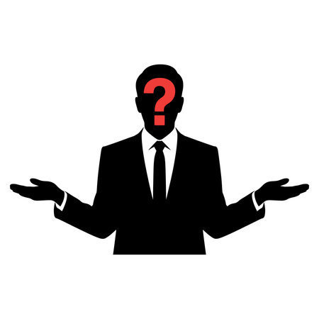 Businessman with question mark. Vector illustration of a businessman with question mark.のイラスト素材