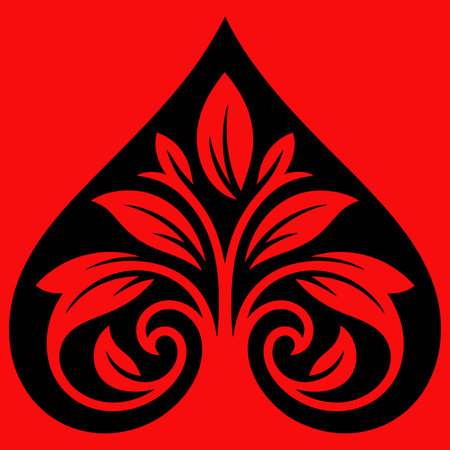 Damask graphic ornament. Floral design element. Black and red patternのイラスト素材