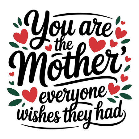 You are the most beautiful mother in the world. Hand lettering quote for Mother's day.のイラスト素材