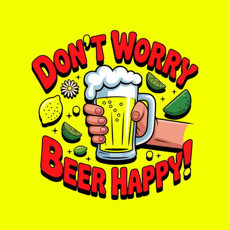 Dont worry beer. Hand drawn vector illustration in cartoon style.のイラスト素材