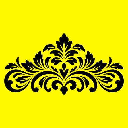 Damask graphic ornament. Floral design element. Black and white patternのイラスト素材