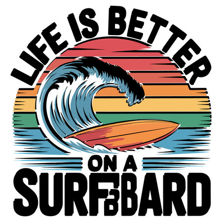 Life is a better surfboard, vector illustration in retro style.のイラスト素材