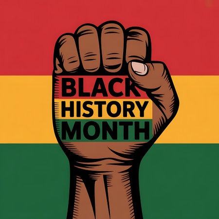 Black History Month poster with hand and flag of Bolivia. Vector illustrationの素材