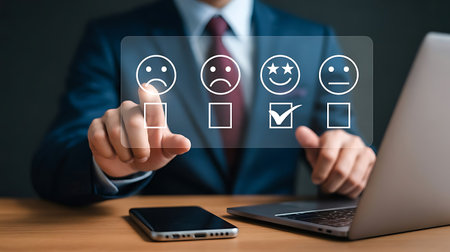 Customer service satisfaction survey concept. Customer service satisfaction survey. Customer experience management.の素材