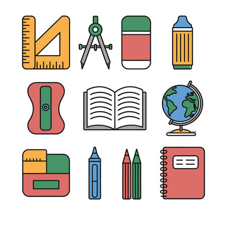 School and education icon set. Vector illustration in a flat style.のイラスト素材