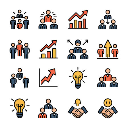 Business people icon set. Teamwork and brainstorming. Vector illustrationのイラスト素材