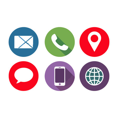 Set of contact icons in flat design style. Contact us. Vector illustration.のイラスト素材