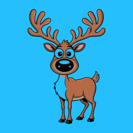 reindeer cartoon on blue background, vector illustration eps10のイラスト素材