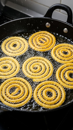 Cooking homemade cookies in a frying pan. Selective focus.の素材