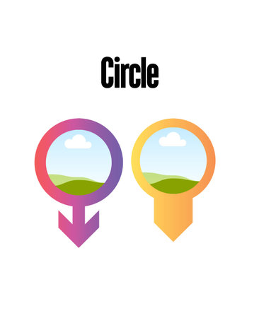 Illustration of two gender symbols with nature and sky background isolated on transparent backgroundのイラスト素材