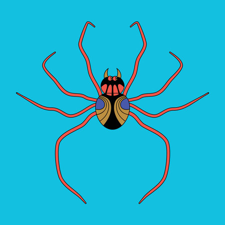 Spider icon on blue background. Vector illustration in flat style. Eps 10