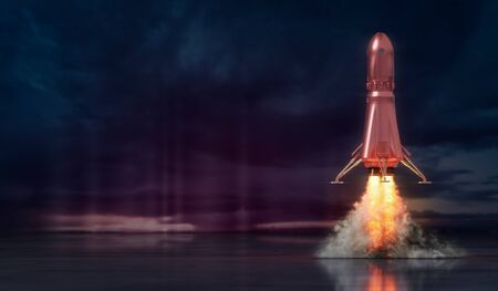 rocket launch, illustration concept of businessの写真素材