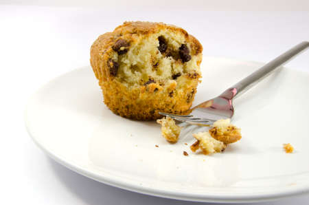 Chocolate muffin on plateの写真素材