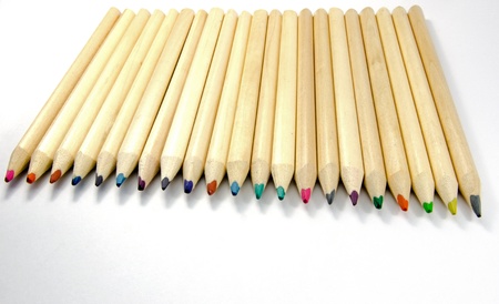 Colour pencils isolated on white backgroundの写真素材