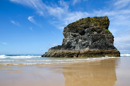 Bedruthan Steps beach, Cornwall, Englandの写真素材