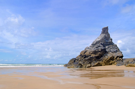 Bedruthan Steps beach, Cornwall, Englandの写真素材