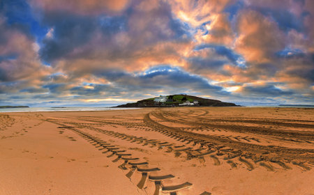Bigbury on sea overlooking Burgh Island, Devon, UK