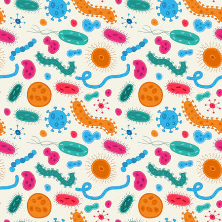 Hand Drawn Bacteria / Germs in a Seamless Patternのイラスト素材