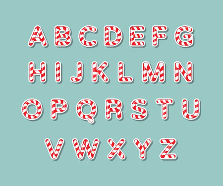 Alphabet candy cane illustrationのイラスト素材