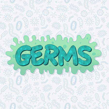Green germs text on a background of bacteriaのイラスト素材