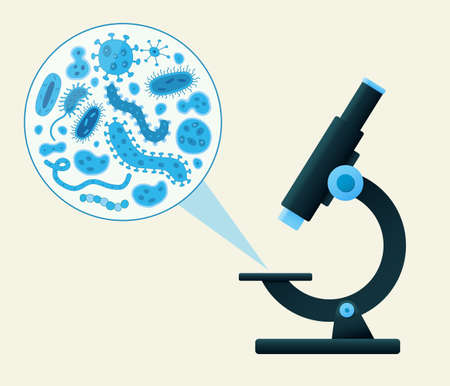 microscope viewing blue germsのイラスト素材