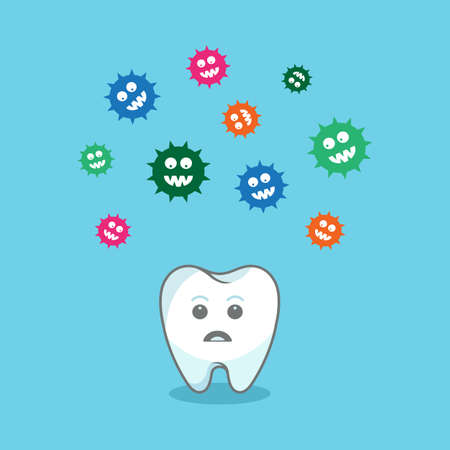 colorful bacteria attacking toothのイラスト素材