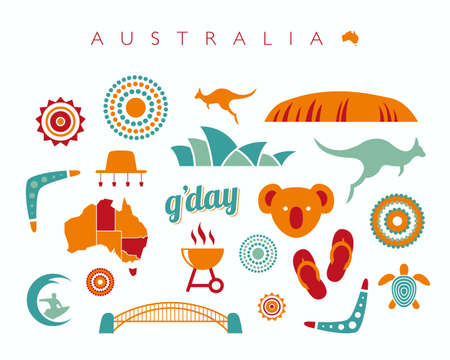 Australia icon set - Vector illustrationのイラスト素材