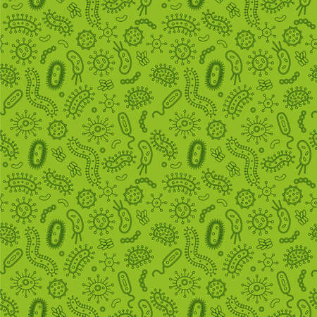 Green Bacteria and germs in a repeat patternのイラスト素材